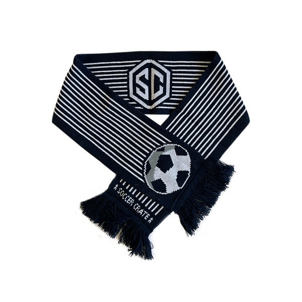 winter scarf, soccer scarf, black and white scarf